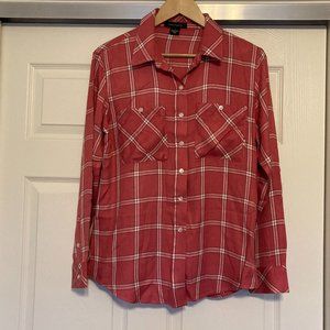 Sanctuary Tomboy Plaid Pink/Wht/Blk Button Down SM